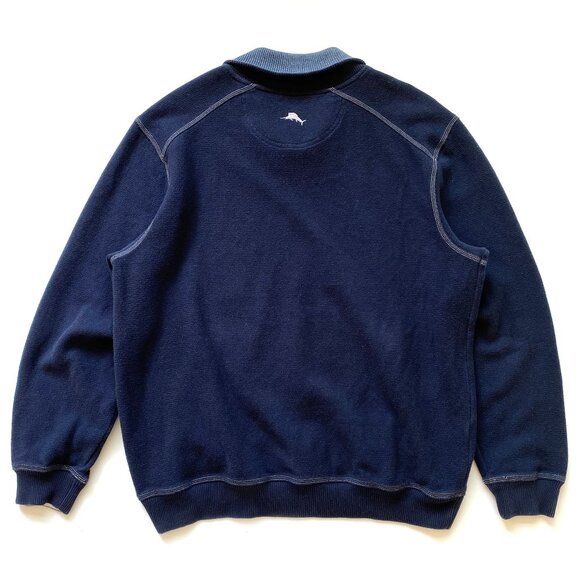 Tommy Bahama Mens Pullover Cotton Sweater Size XL Shawl Collar Navy Marlin Logo - Picture 6 of 11